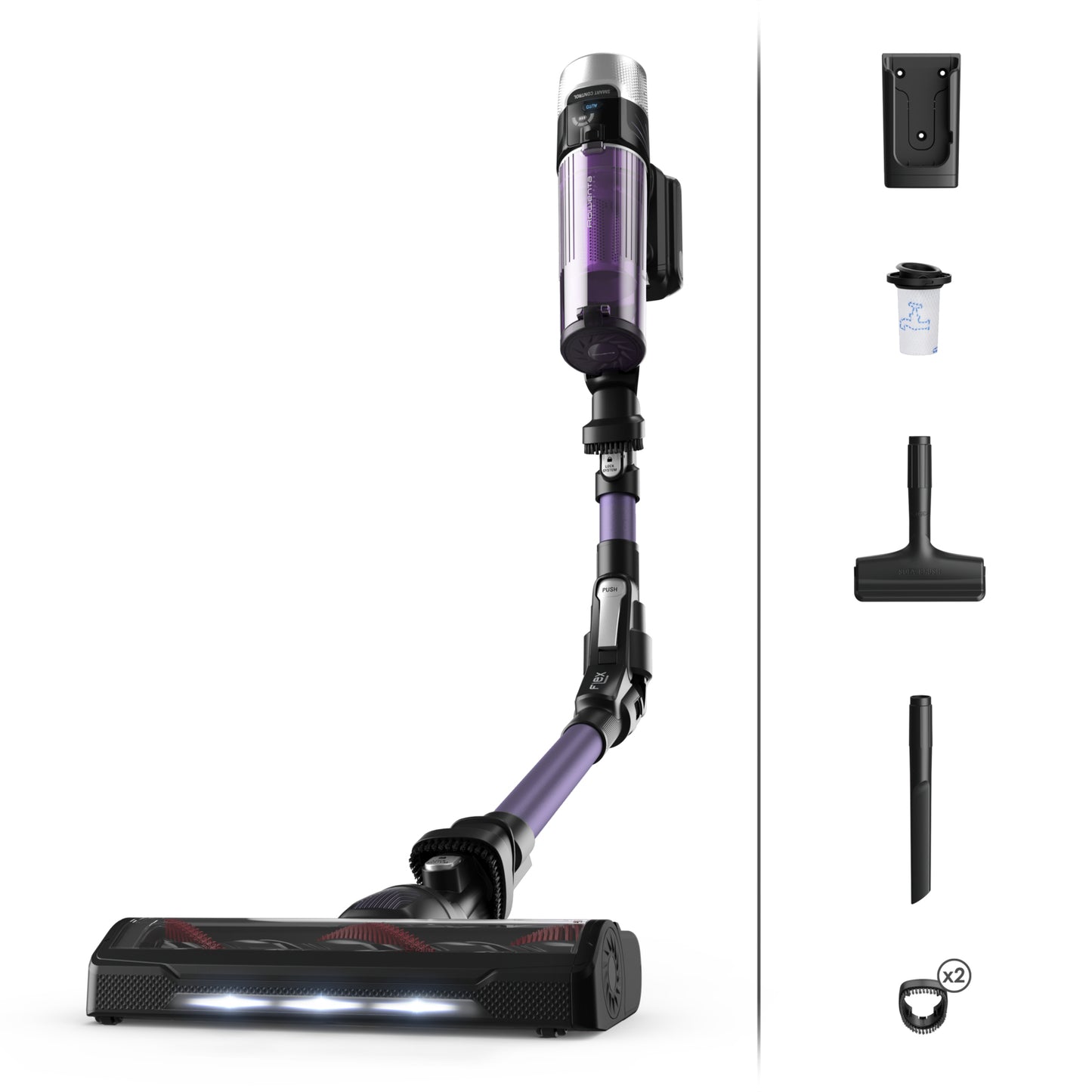 Rowenta RH2039 Aspirateur-balai 2 en 1 Batterie Sec Sans sac 0,4 L 250 W Noir, Violet