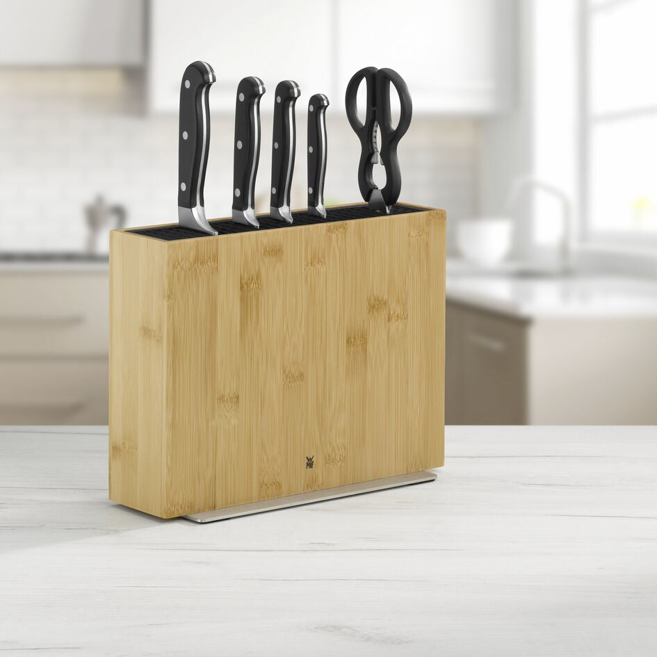 WMF FlexTec Compact bamboe 1893874500 Bloc à couteaux incliné Bambou, Acier inoxydable Bois