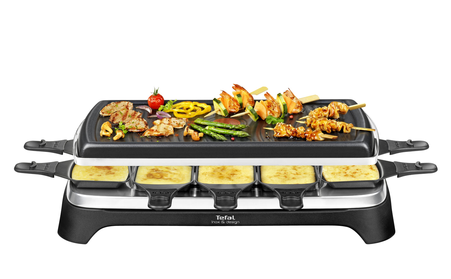 Tefal RE4588 raclette 10 personne(s) 1350 W Noir, Acier inoxydable