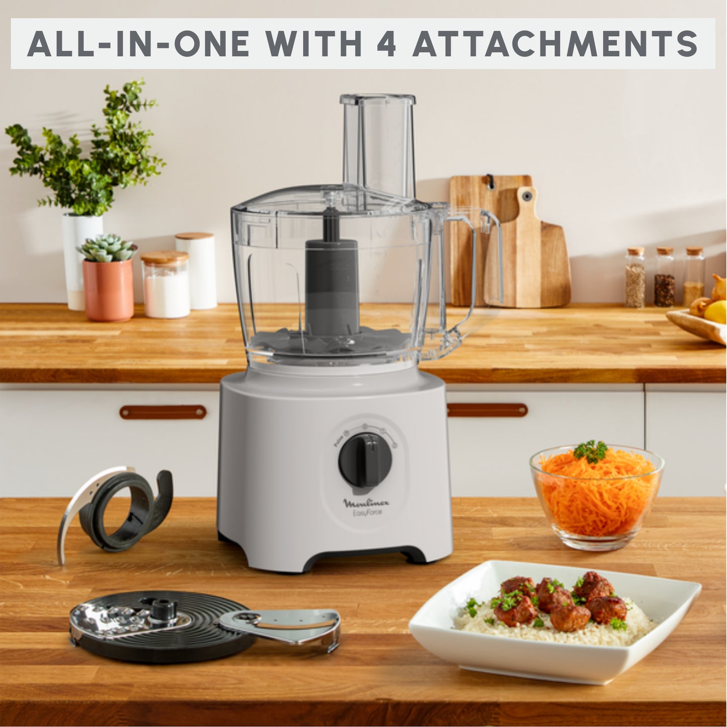 Moulinex FP242B robot de cuisine 800 W Blanc
