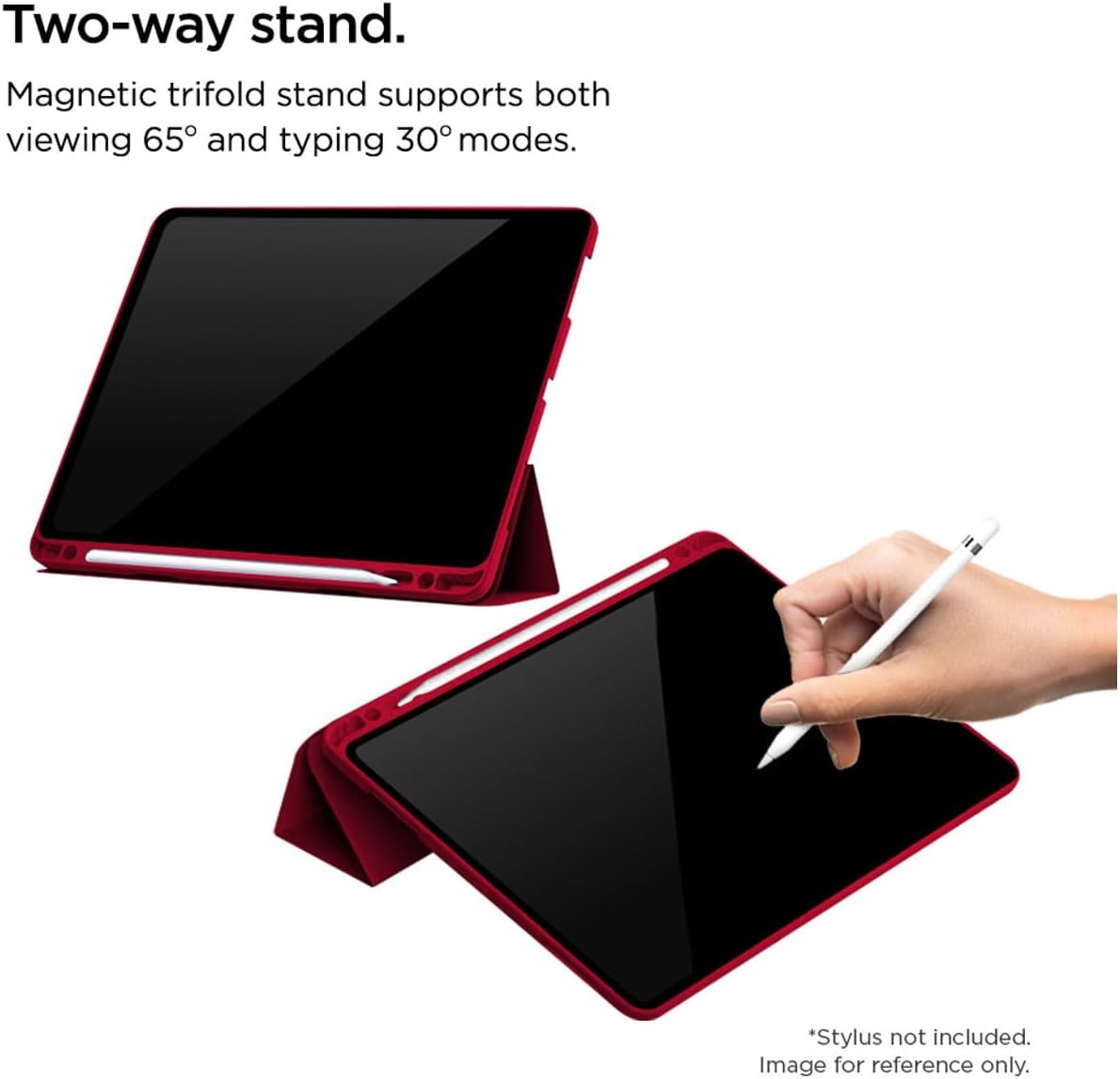 EIGER Etui Folio Rouge Stand Magnetique Renforcé avec Emplacement Stylet pour Apple Ipad Air 13 (2024) / Pro 12.9 (18-23)