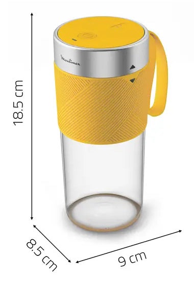 Moulinex Lightmix LM1C0210 blender 0,3 L Mixeur portable Acier inoxydable, Transparent, Jaune