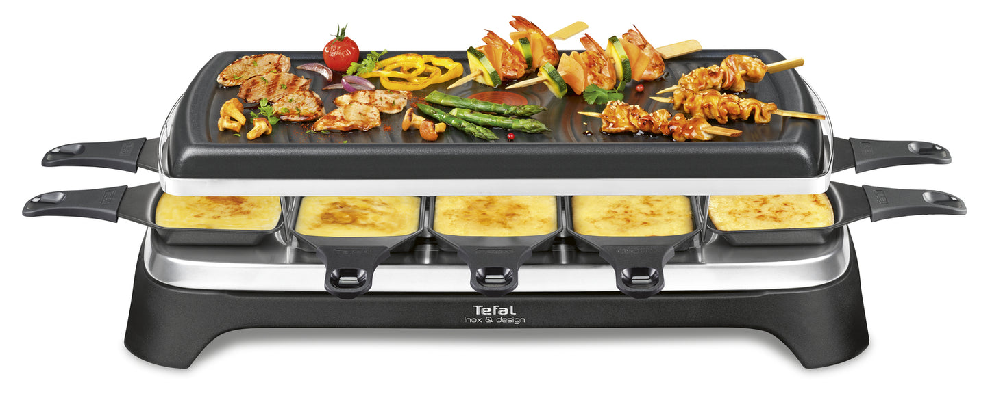 Tefal Inox & Design RE45A8 raclette 10 personne(s) 1350 W Noir, Acier inoxydable