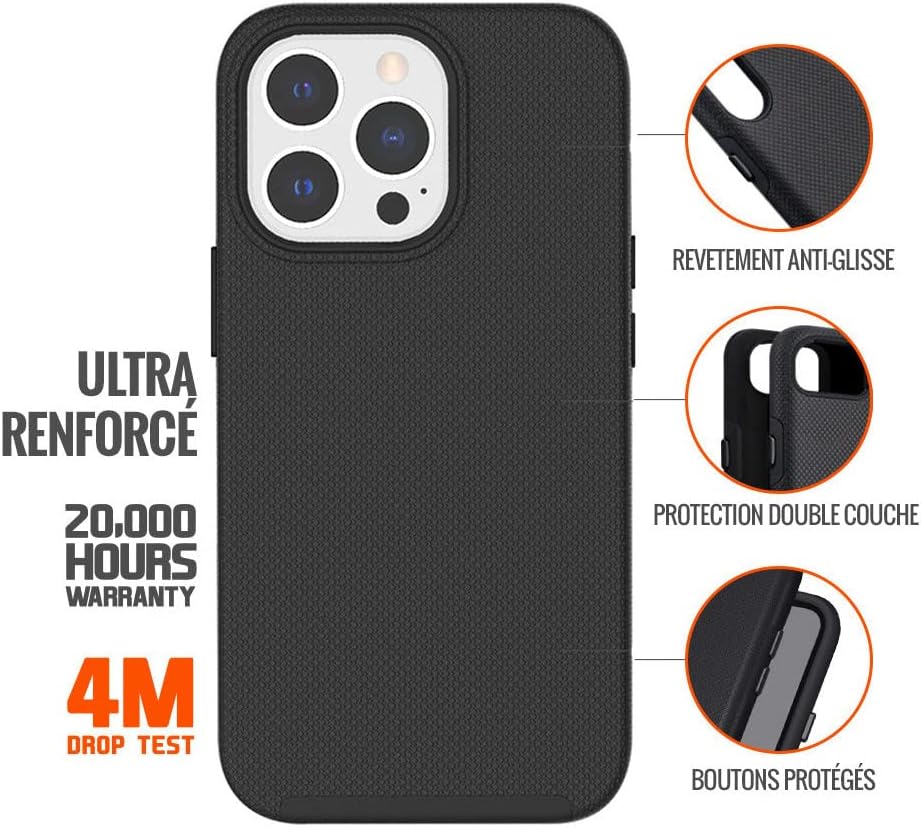 EIGER - Coque Rigide Noire Ultra-renforcée Polycarbonate *Drop-Test 4 Metres* pour IPHONE 15 Pro Max