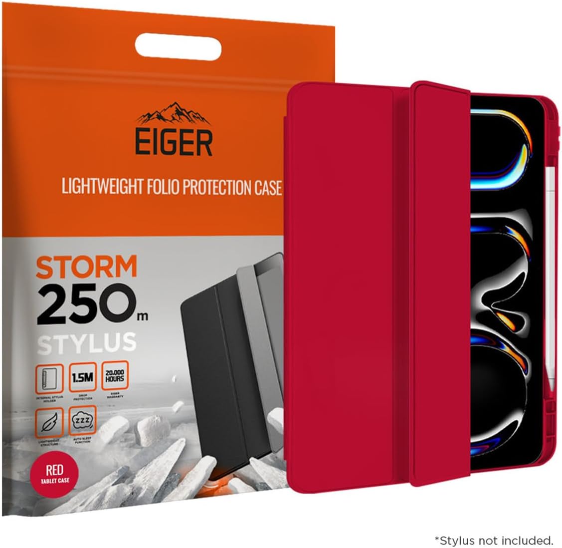 EIGER Etui Folio Rouge Stand Magnetique Renforcé avec Emplacement Stylet pour Apple Ipad Air 11 (2024)