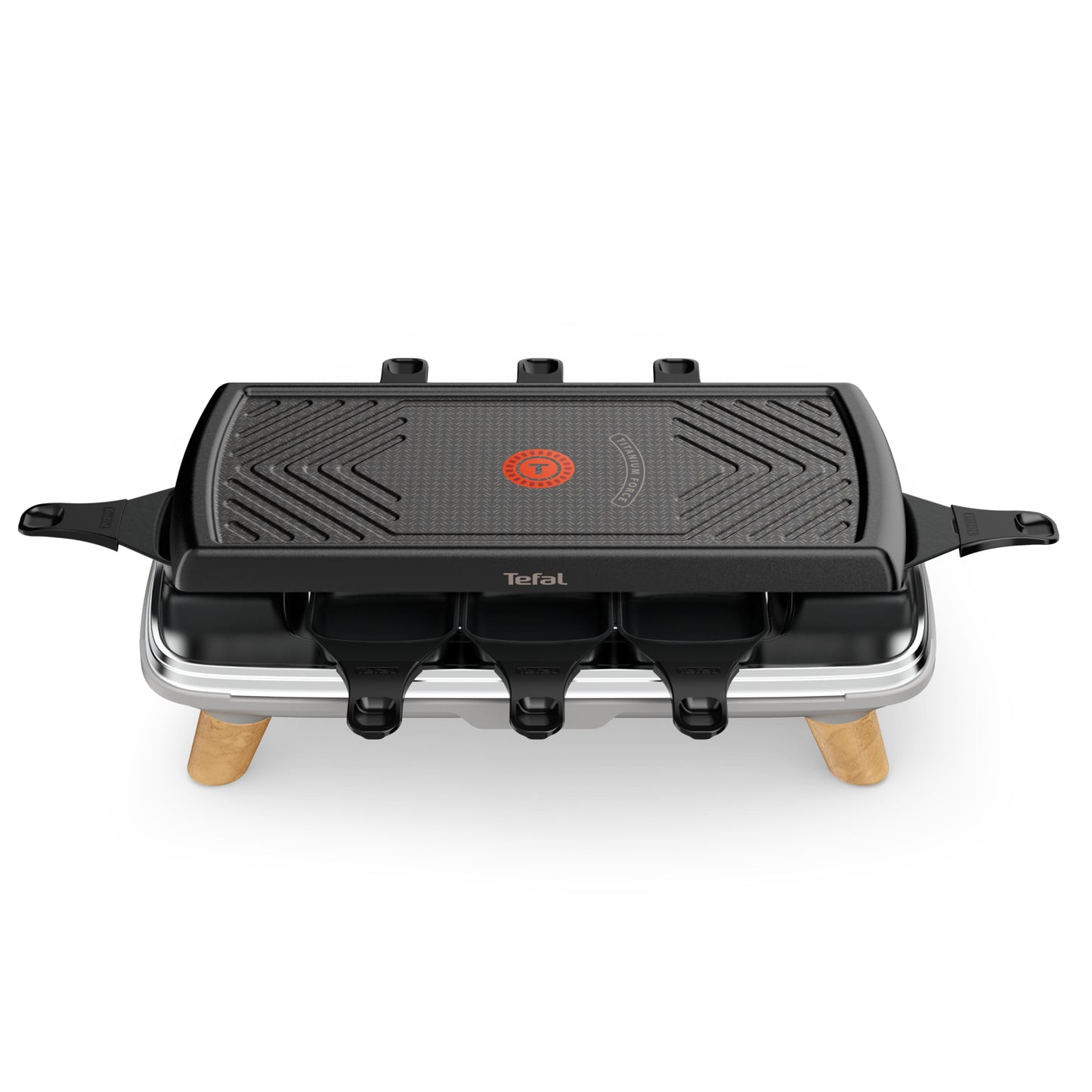 Tefal RE610D raclette 8 personne(s) 1350 W Noir, Acier inoxydable, Bois
