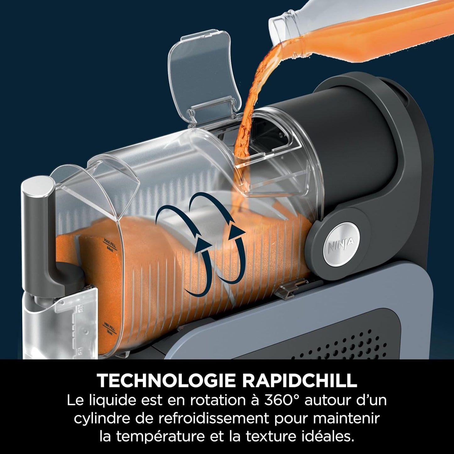Ninja SLUSHi Machine à boissons glacées, granités, cocktails, frappés, milkshakes et jus glacés, vu on TikTok, sans glace ni préparation requises, capacité 1,9 l, bleu et gris FS301EU
