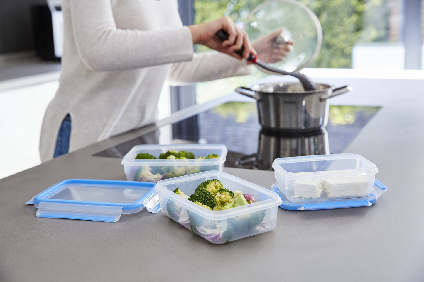 Tefal MasterSeal N10307 Rectangulaire Boîte 0,8 L Bleu, Transparent 5 pièce(s)