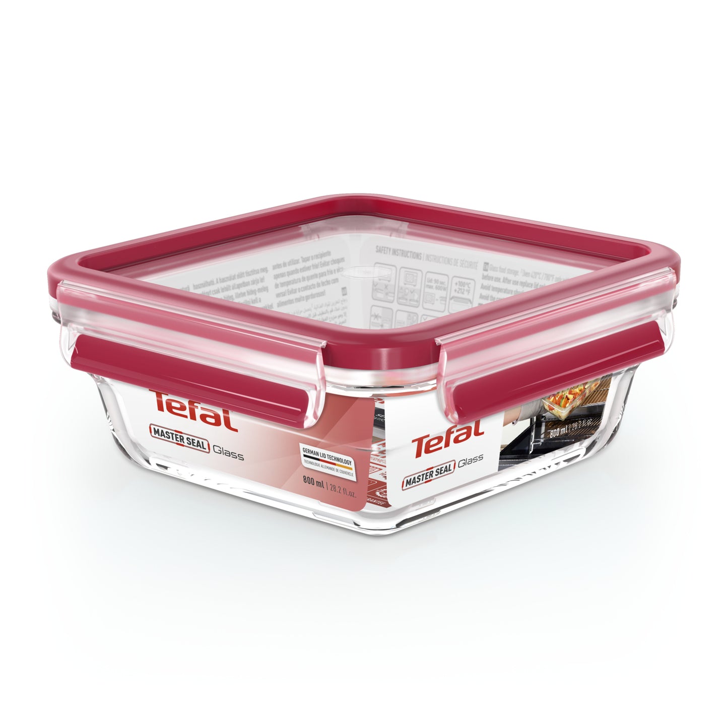 Tefal MasterSeal N10414 Carré Boîte 0,8 L Transparent, Rouge 1 pièce(s)