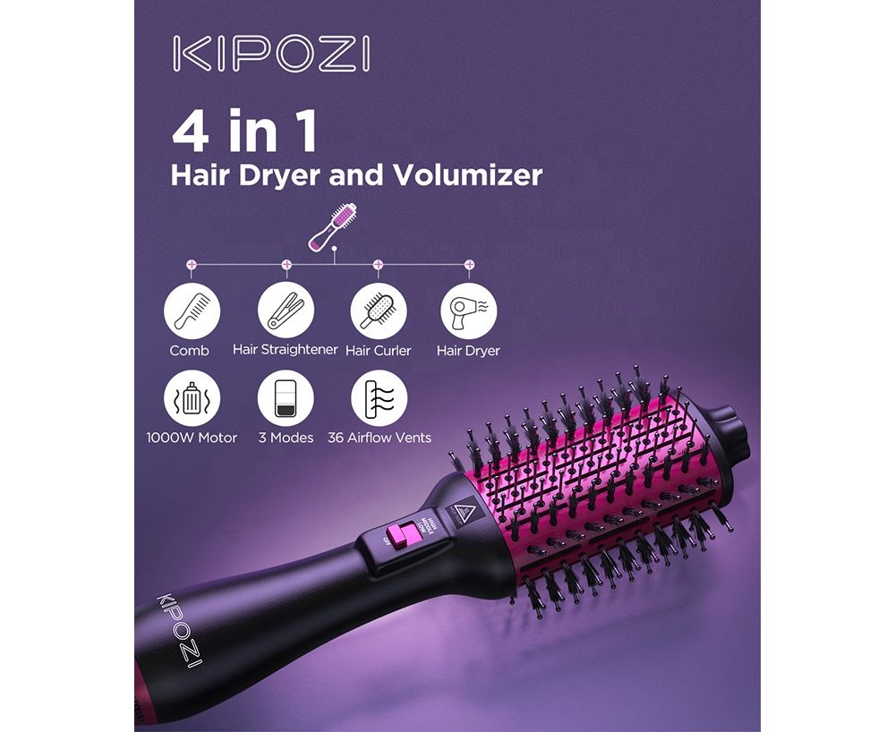 KIPOZI Brosse Soufflante Chauffante 4 en 1- Multifonctionnels