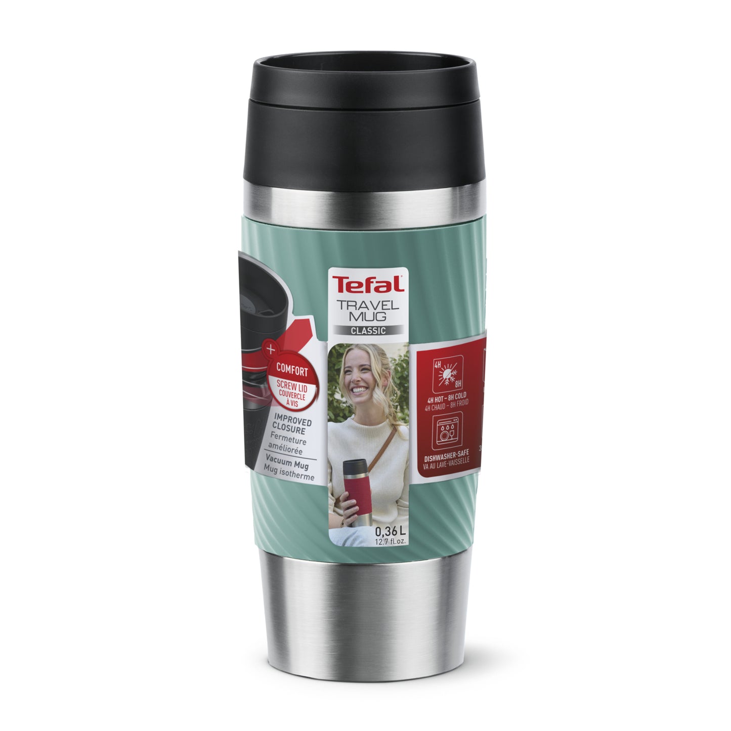 Tefal Travel Mug Classic N2024310 thermos 360 ml Noir, Bleu, Acier inoxydable Acier inoxydable