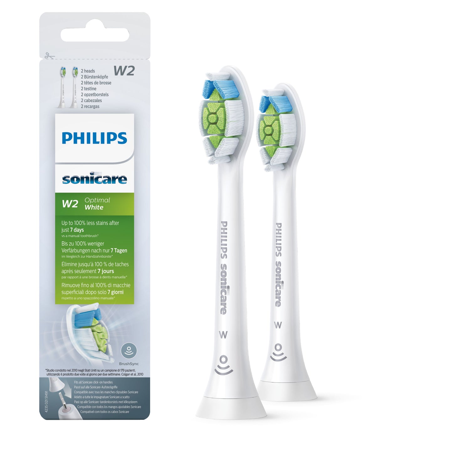 Philips Sonicare W2 Optimal White HX6062/10 Lot de 2 + blanc + têtes de brosse soniques