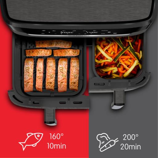 Moulinex EZ942HF0 friteuse Double 11 L Autonome 2020 W Friteuse d’air chaud Charbon de bois