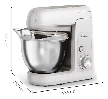 Moulinex Bake Partner QA523B10 robot de cuisine 1100 W 4,6 L Acier inoxydable, Blanc