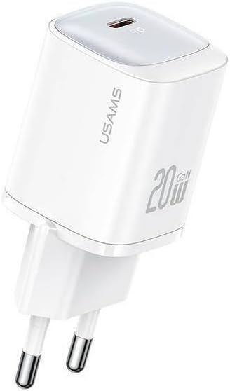 USAMS Chargeur Secteur Compact Et Rapide *gan* USB-c 20w Pd Et Pps Blanc