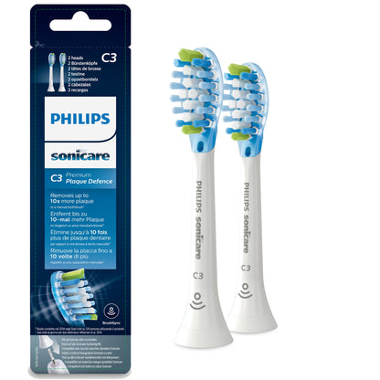 Philips C3 Premium Plaque Defence HX9042/17 Lot de 2 + blanc + têtes de brosse à dents soniques