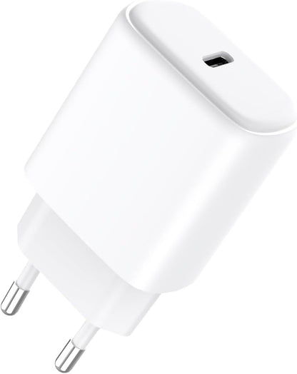 JAYM Chargeur iPhone/MacBook/iPad Pro/Samsung/Google/Android - Chargeur Rapide 20W - Chargeur USB-C - Chargeur Blanc