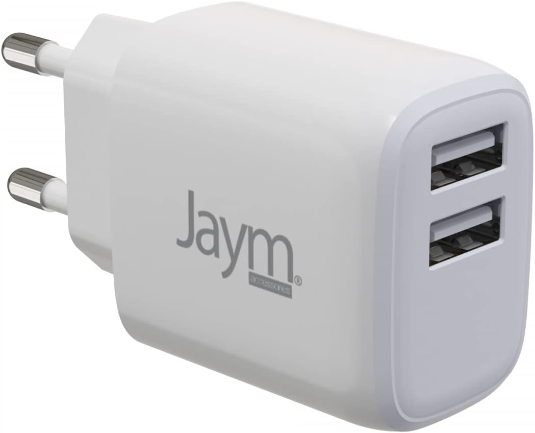 JAYM Chargeur iPhone/MacBook/iPad Pro/Samsung/Google/Android - Chargeur Rapide 12W - Chargeur USB-C - Chargeur Ultra Rapide 2.4A - Chargeur 2 Prises USB