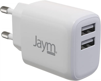 JAYM Chargeur iPhone/MacBook/iPad Pro/Samsung/Google/Android - Chargeur Rapide 12W - Chargeur USB-C - Chargeur Ultra Rapide 2.4A - Chargeur 2 Prises USB