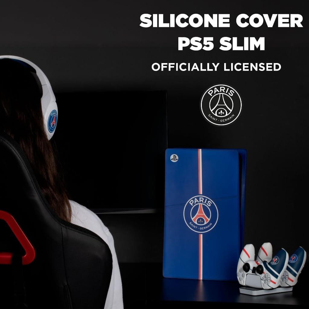Konix PSG Façade de Protection pour Console PS5 Slim - Silicone - Antichoc - Anti-Rayures - Bleu