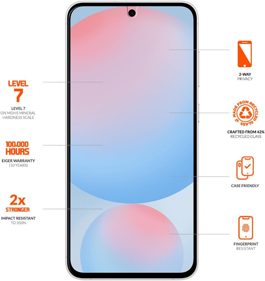 EIGER Mountain Glass - Verre Trempe Premium 2.5d Privacy pour Samsung Galaxy S24 / S25