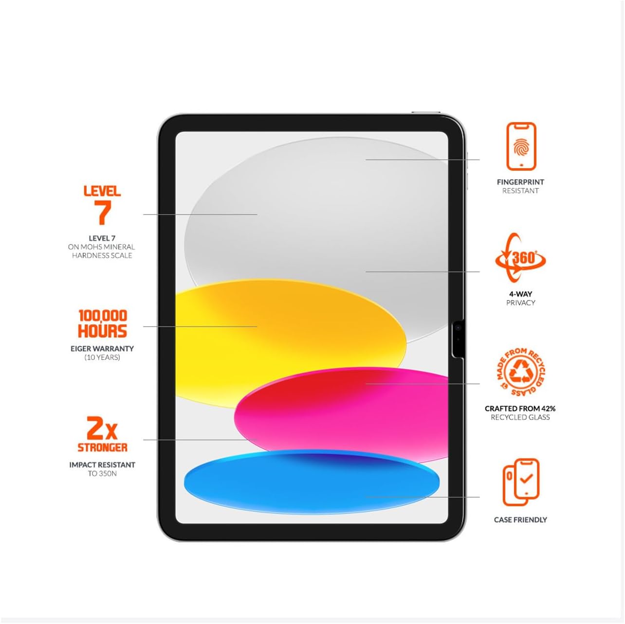 EIGER Mountain Glass - Verre Trempe Premium 2.5d Privacy pour iPad 10,9 Pouces / 11 Pouces