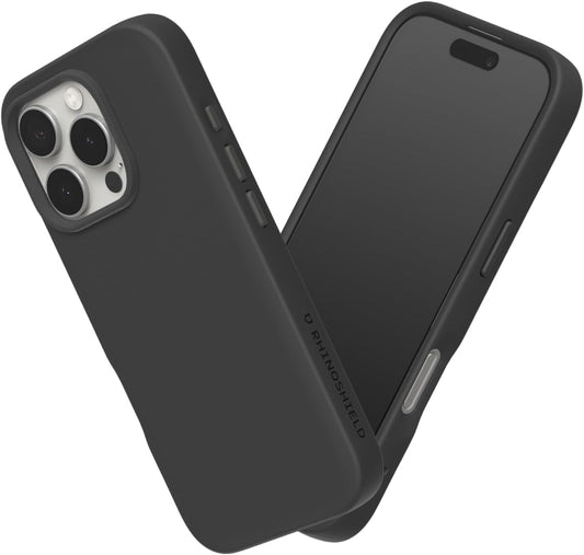 RhinoShield SolidSuit Coque Compatible avec [iPhone 16 Pro] | Design Fin Absorbant Les Chocs, Finition Mate Premium, découpe Bouton contrôle caméra - Noir