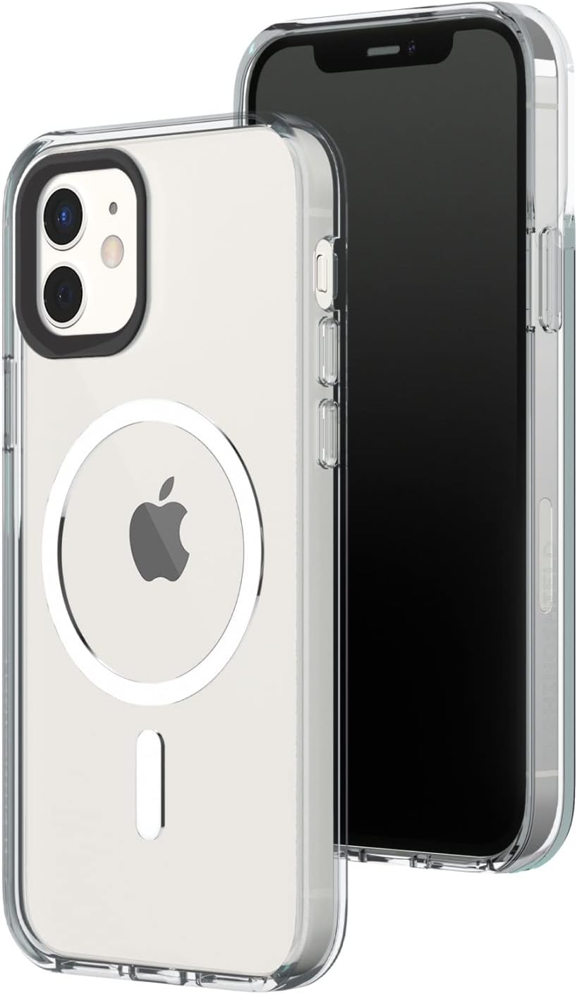 RhinoShield Coque Clear Compatible avec Magsafe pour [iPhone 12/12 Pro] | Force magnétique supérieure, Haute Transparence et résiste au jaunissement. Personnalisable - Contour objectifs Photo Noir