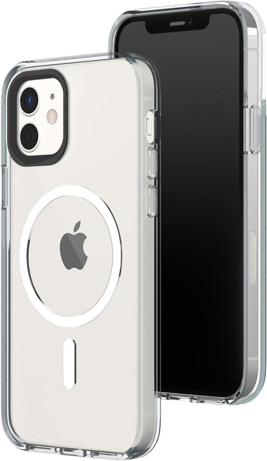 RhinoShield Coque Clear Compatible avec Magsafe pour [iPhone 12/12 Pro] | Force magnétique supérieure, Haute Transparence et résiste au jaunissement. Personnalisable - Contour objectifs Photo Noir