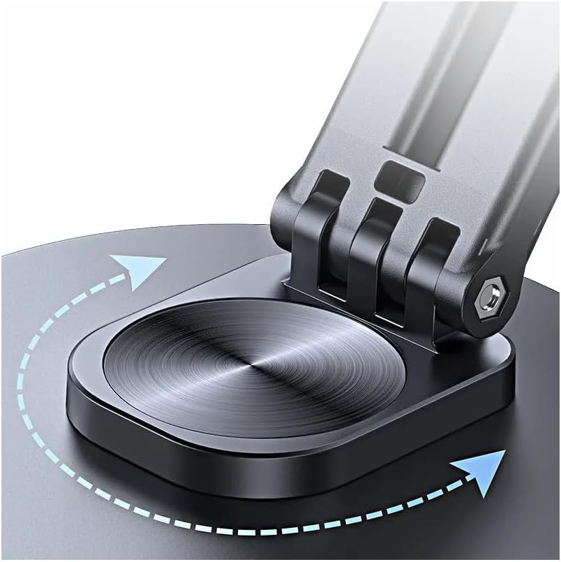 USAMS Support de Bureau Premium Metal Et Aluminium pour Tablettes Et Smartphones (4.7' a 12') - Pliable Et Rotatif 360 - Noir