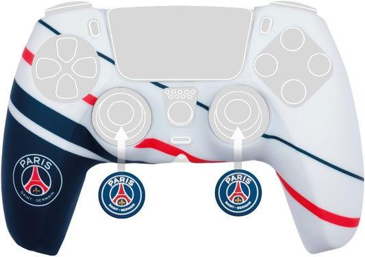 Konix PSG Coque de Protection pour Manette DualSense PS5 - Silicone - Appuie-Pouces - Bleu, Blanc et Rouge
