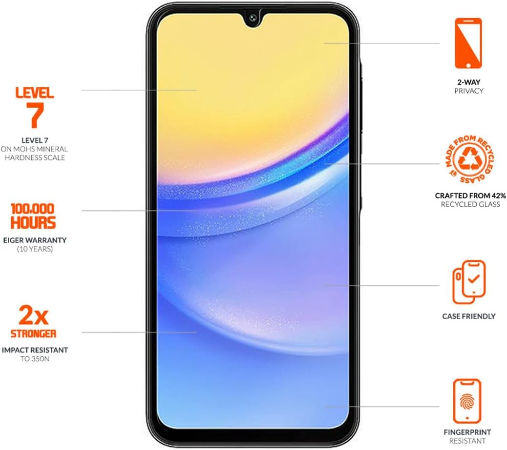 EIGER Mountain Glass - Verre Trempe Premium 2.5d Privacy pour Samsung Galaxy A36 / A56 / S24 Fe
