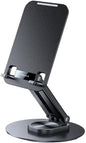 USAMS Support de Bureau Premium Metal Et Aluminium pour Tablettes Et Smartphones (4.7' a 12') - Pliable Et Rotatif 360 - Noir
