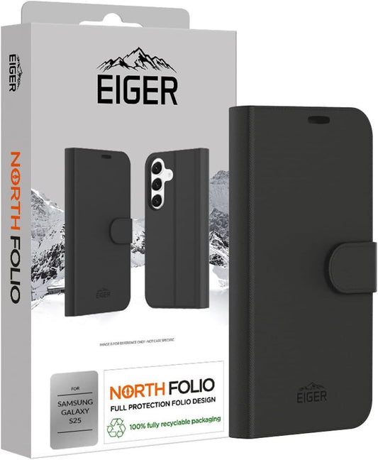 EIGER - Coque pour Samsung Galaxy S25 - Protection complète Contre Les intempéries - Noir Mat
