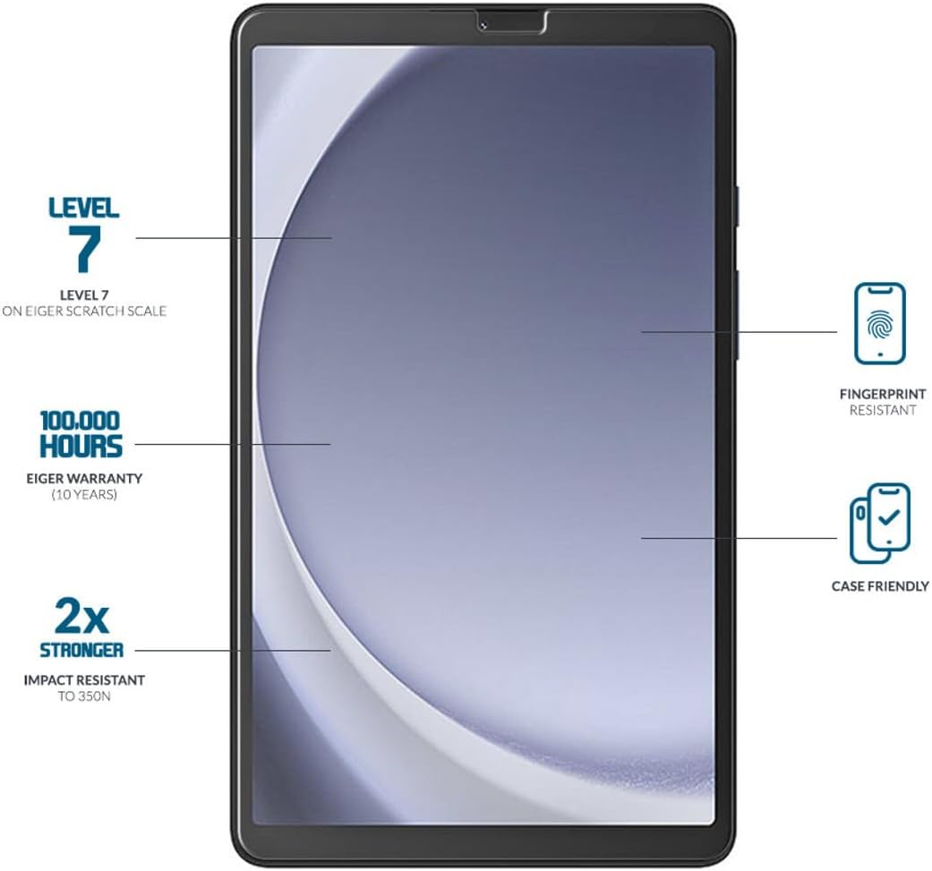 EIGER Verre Trempe Premium Asahi 2.5d pour Samsung Galaxy Tab A9