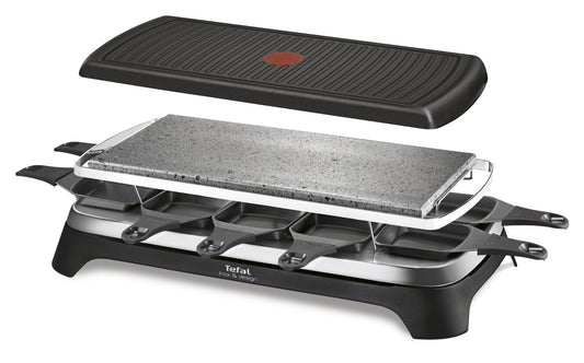 Tefal Inox & Design RE45A8 raclette 10 personne(s) 1350 W Noir, Acier inoxydable