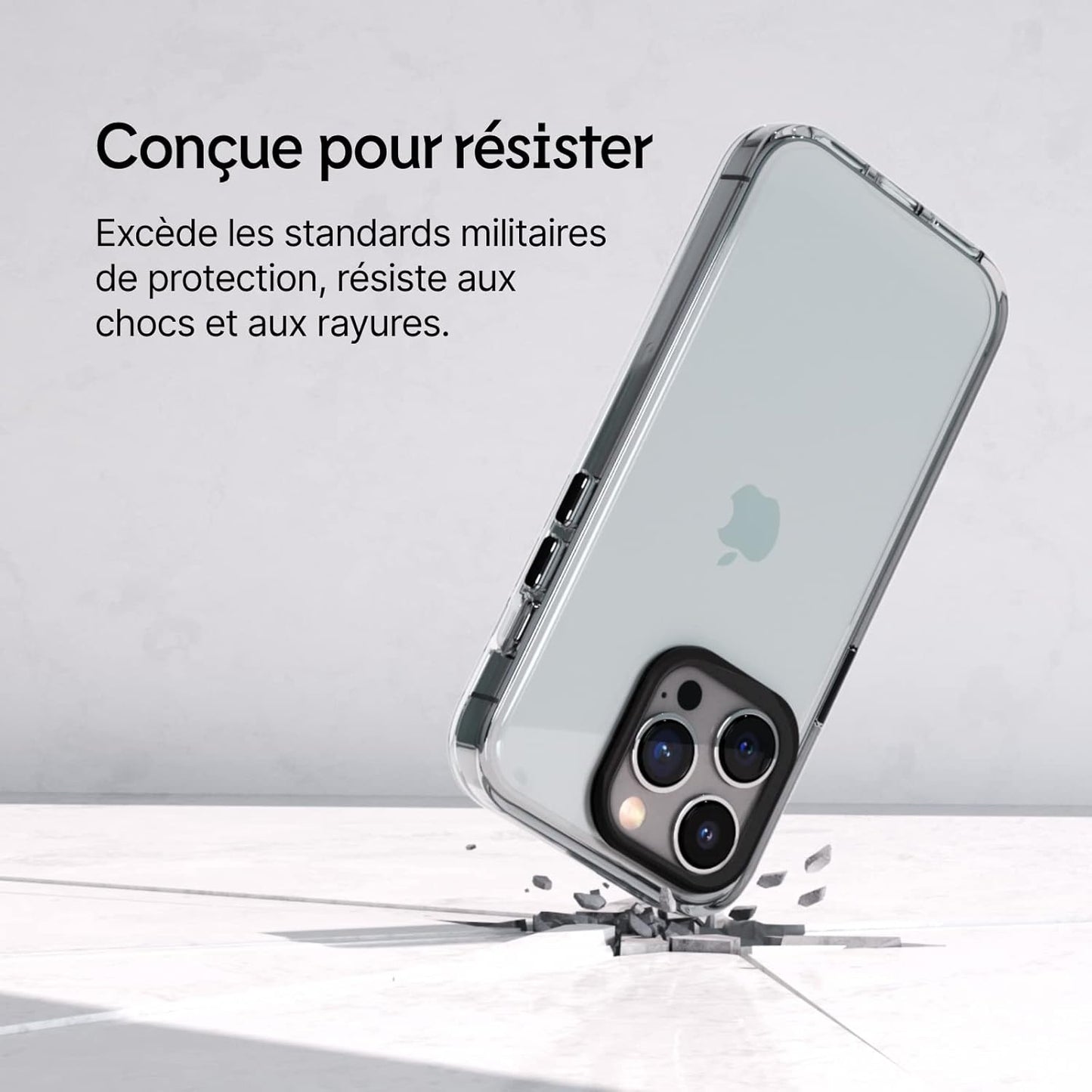 RhinoShield Coque Clear Compatible avec Magsafe pour [iPhone 12/12 Pro] | Force magnétique supérieure, Haute Transparence et résiste au jaunissement. Personnalisable - Contour objectifs Photo Noir