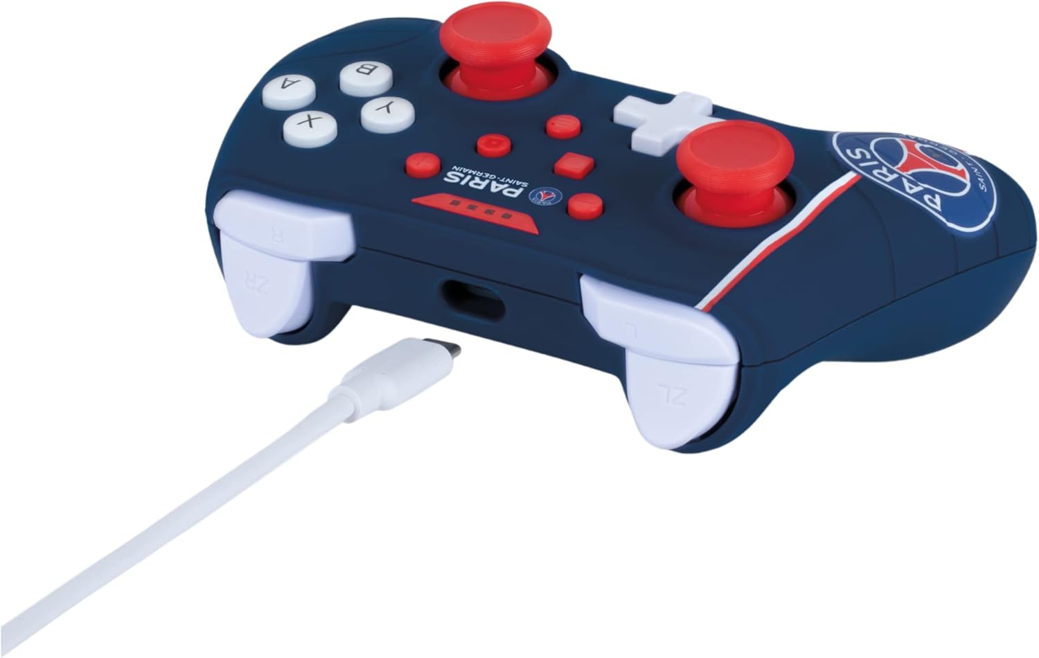 Konix PSG Manette filaire pour Nintendo Switch, Switch OLED et PC - Fonction vibration - Câble 3 m - Bleu, blanc et rouge