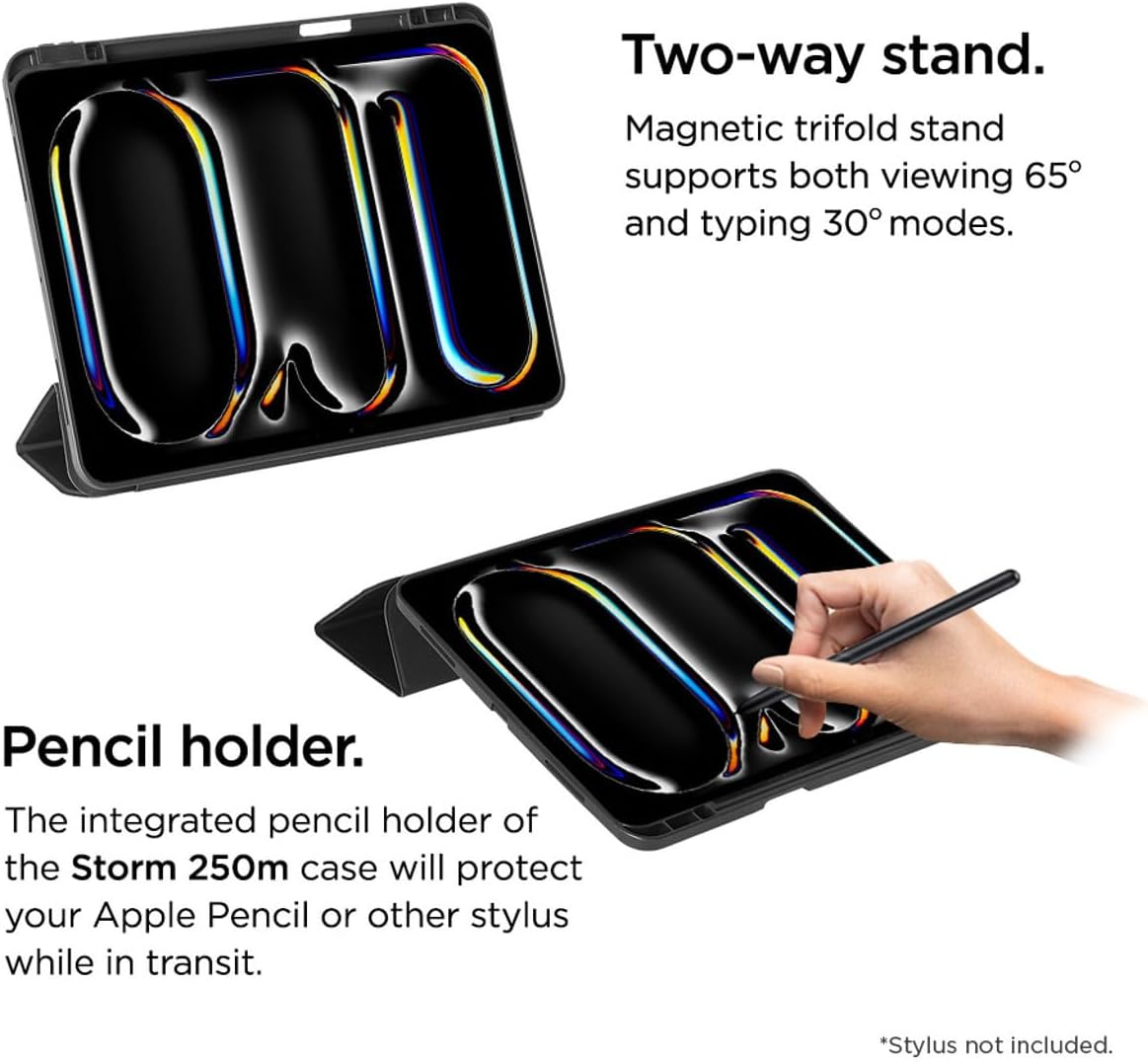 EIGER Etui Folio Noir Stand Magnetique Renforcé avec Emplacement Stylet pour Samsung Galaxy Tab A9
