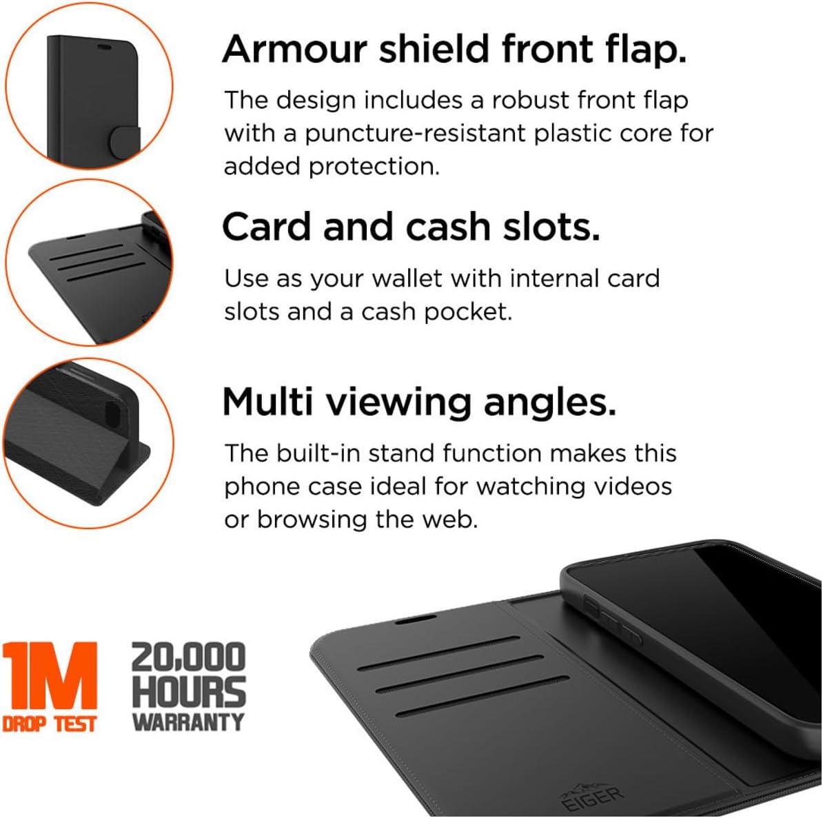 EIGER - Coque pour Samsung Galaxy S25 - Protection complète Contre Les intempéries - Noir Mat