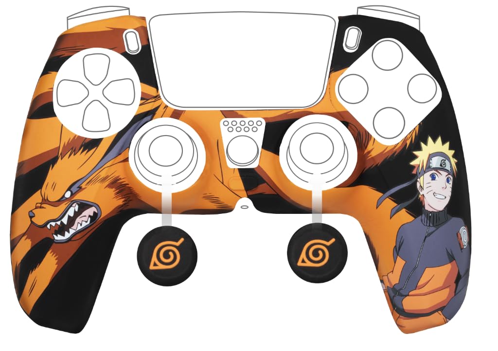 Konix PSG Coque de Protection pour Manette DualSense PS5 - Silicone - Appuie-Pouces - Bleu, Blanc et Rouge