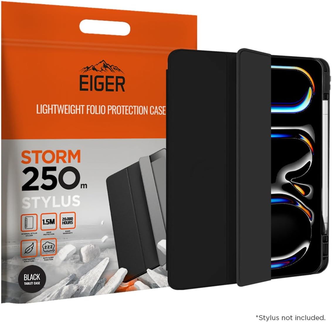EIGER Etui Folio Noir Stand Magnetique Renforcé avec Emplacement Stylet pour Samsung Galaxy Tab A9