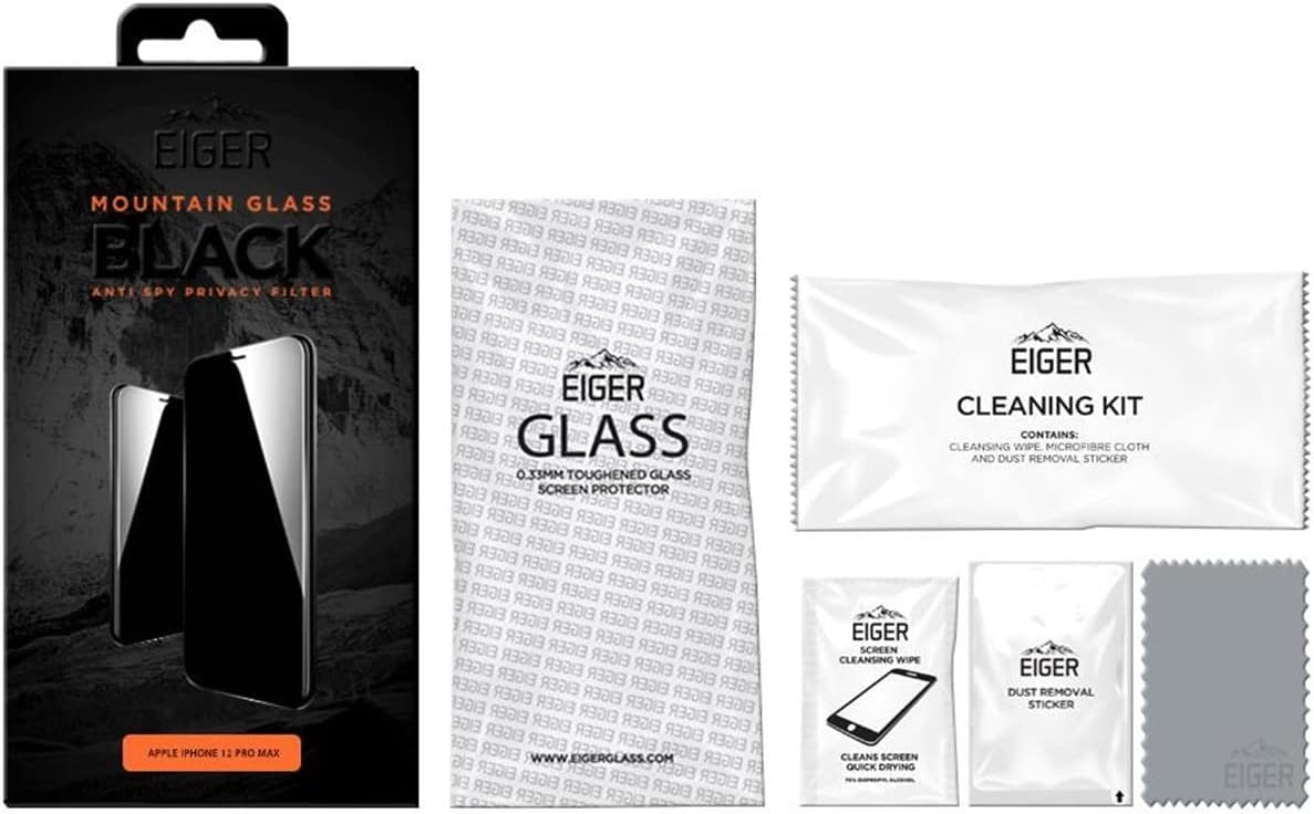 EIGER Mountain Glass - Verre Trempe Premium 2.5d Privacy pour Apple Iphone 15/15 Pro / 16