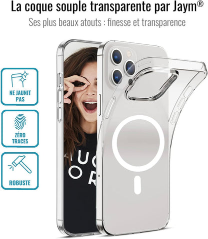 JAYM - Coque Souple Transparente Compatible avec [ iPhone 16e ] - Souple et résistante - Traitement Anti-jaunissement - Anti-Bulles