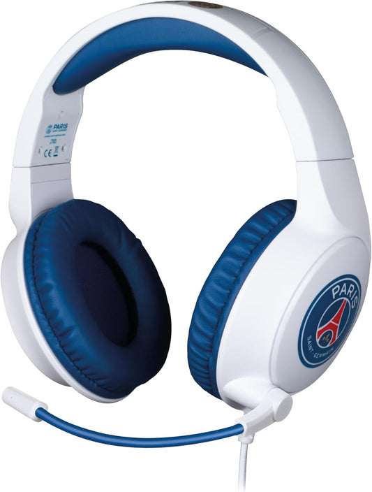 Konix PSG Casque Gaming Filaire pour PC, PS4, PS5, Switch, Xbox One et Series X|S - Microphone 45° - Câble 1,5 m - Prise Jack 3,5 mm - Blanc et Bleu
