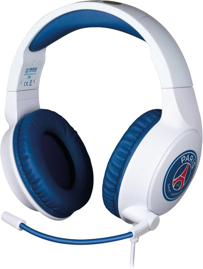 Konix PSG Casque Gaming Filaire pour PC, PS4, PS5, Switch, Xbox One et Series X|S - Microphone 45° - Câble 1,5 m - Prise Jack 3,5 mm - Blanc et Bleu