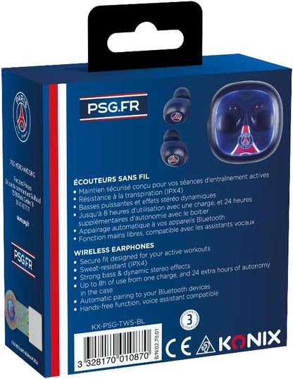 Konix PSG Écouteurs sans Fil pour Smartphones et tablettes - Autonomie 8 h + 15 h boitier - Résistance à l'eau IPX4 - Connexion Bluetooth - Bleu