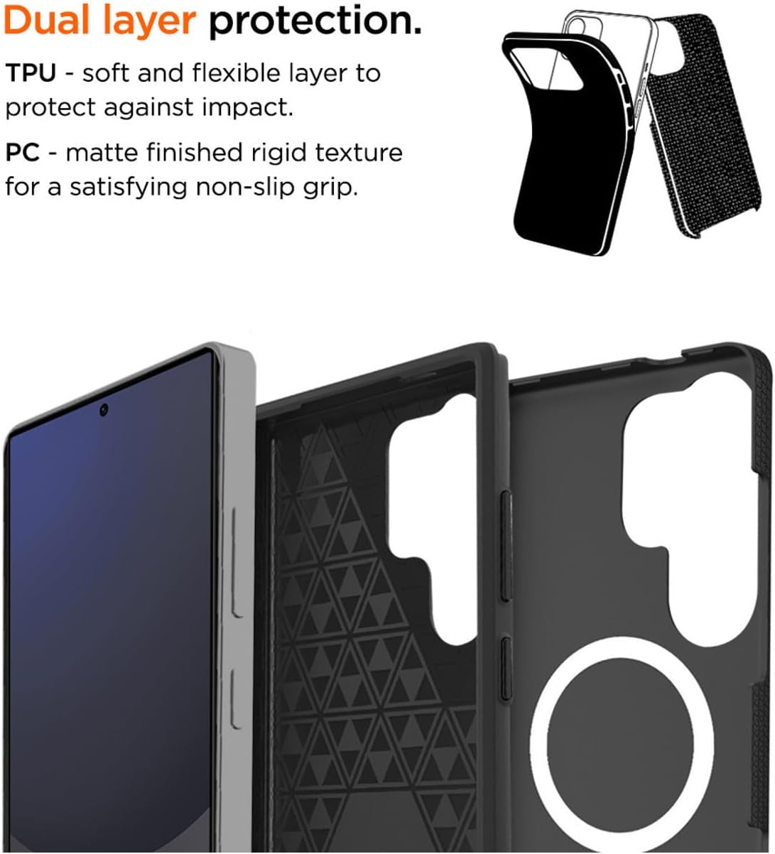 EIGER - Coque Rigide Noire Ultra-renforcée Polycarbonate *Drop-Test 4 Metres* pour Samsung Galaxy S25 Ultra