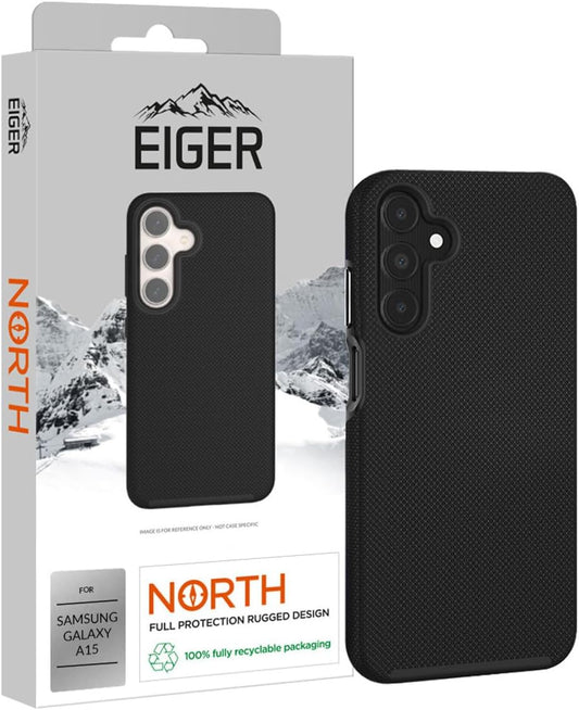 EIGER - Coque Rigide Noire Ultra-renforcée Polycarbonate *Drop-Test 4 Metres* pour Galaxy A15 4G / 5G