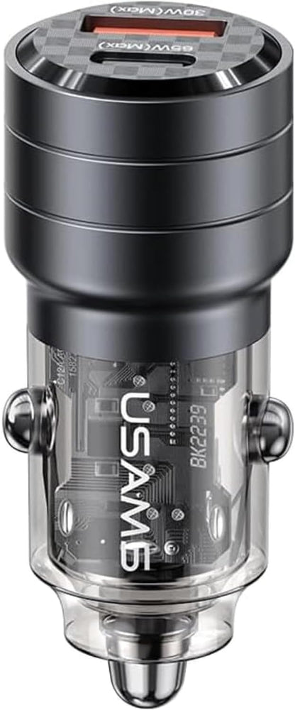 Chargeur Voiture Ultra-Rapide 95w : USB-C PD 65W + USB-A QC 30W - Noir - USAMS